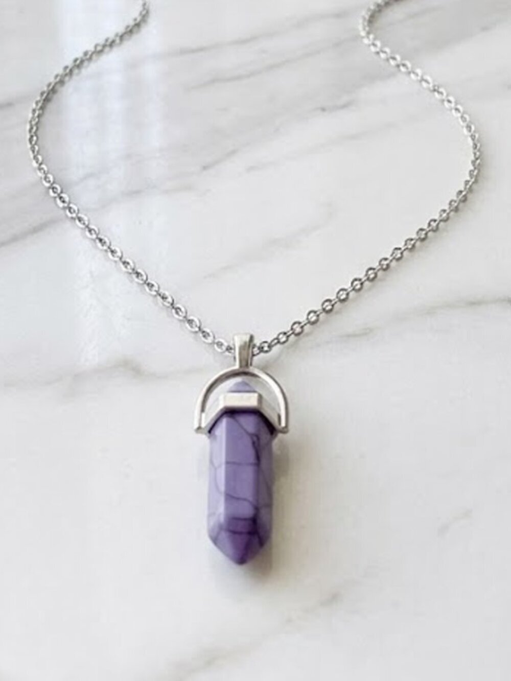Purple Ladies Fashionable Faux Stone Necklace